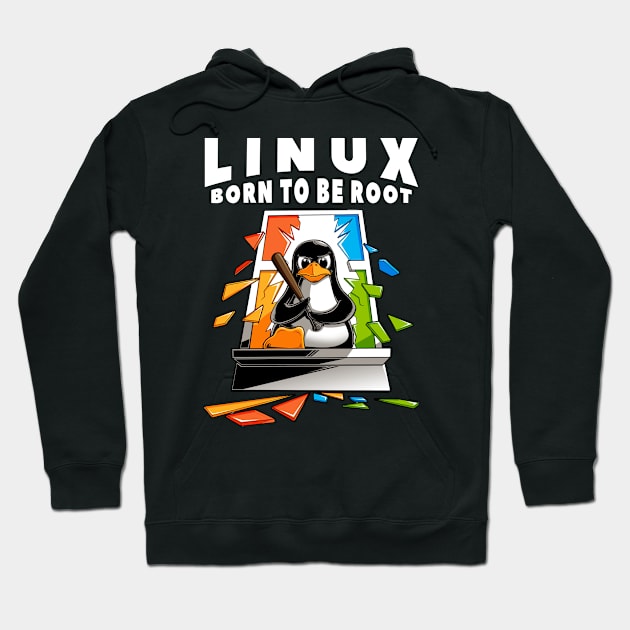 Linux - Tux Badass - BORN TO BE ROOT Hoodie by CoolTeez